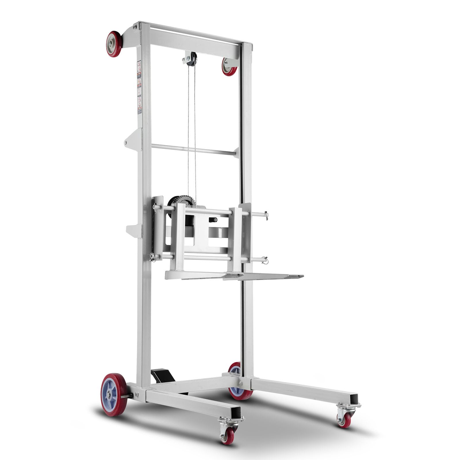 VEVOR Apilador con Cabrestante Manual de Elevación de Materiales con Ruedas Giratorias y Horquilla Ajustable, Plataforma para Transpaletas Capacidad de 249,93 kg, Altura de Elevación Máxima de 1780mm