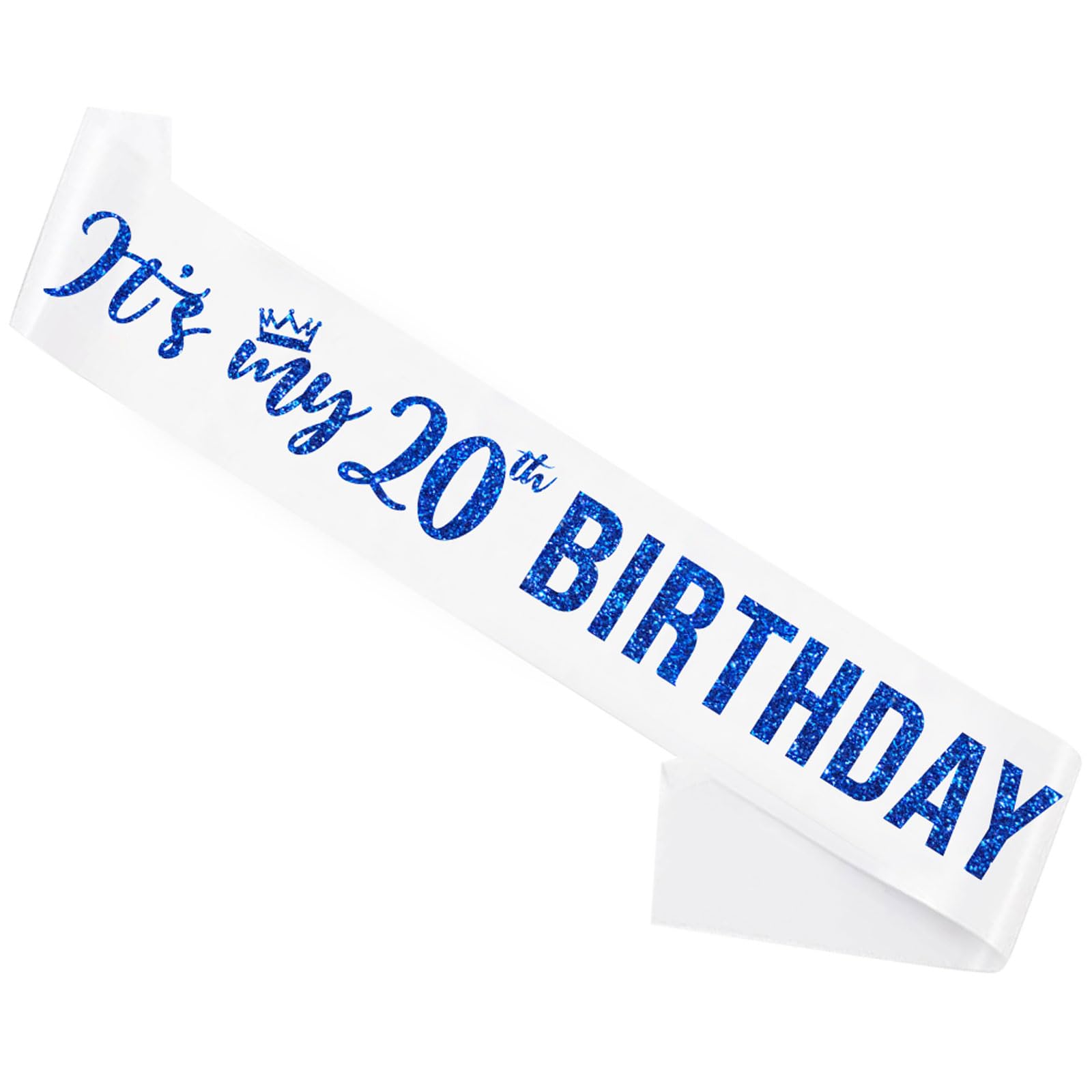 It’s My 20th Birthday Sash,20th Birthday Sash for Girls,Glitter Letter 20th Birthday Sash for Girls,Happy 20th Birthday Party Decorations,White and