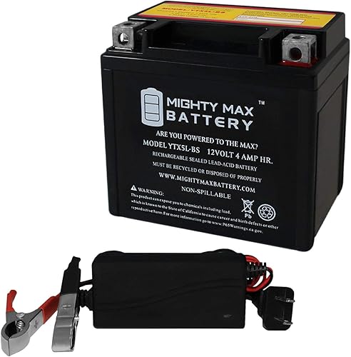 Batería YTX5L-BS para Yamaha 90 YFM90R Raptor 09-13 + cargador de 12V 1Amp - Producto de la marca Mighty Max Battery