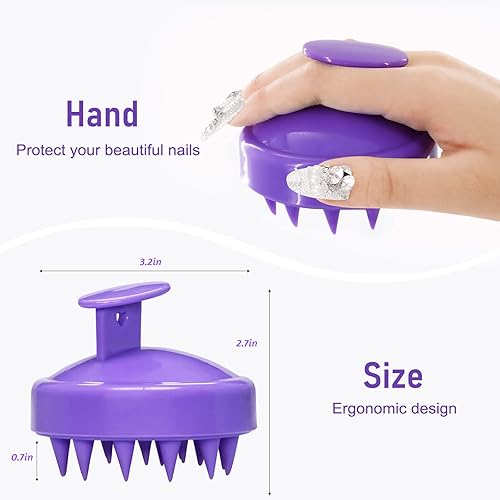 Miniatura 3 de BEILAEEA Cepillo de champú para el cuidado del cuero cabelludo y cepillo corporal, con masajeador de cuero cabelludo de silicona suave, limpiador