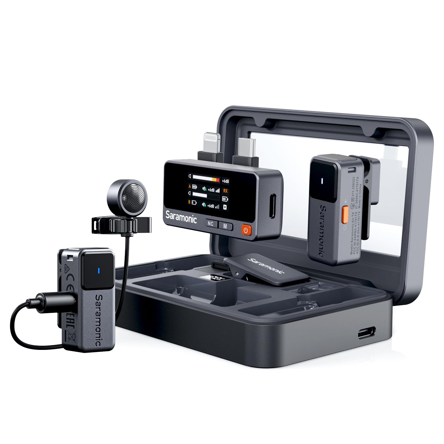 Saramonic Air 2-Person Wireless Micro Lavalier Microphone for iPhone/Camera/Android/PC 24-bit/48kHz, Noise Canceling, Limiting, Headphone Out, 120dB Max SPL, for Streaming, YouTube, Interviews, Vlog