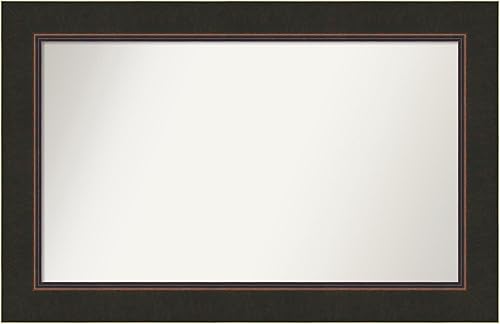 Amanti Art Espejo de baño de bronce para sobre el fregadero, 28 x 43 pulgadas, espejo rectangular de bronce milano, marco de madera casual grande,