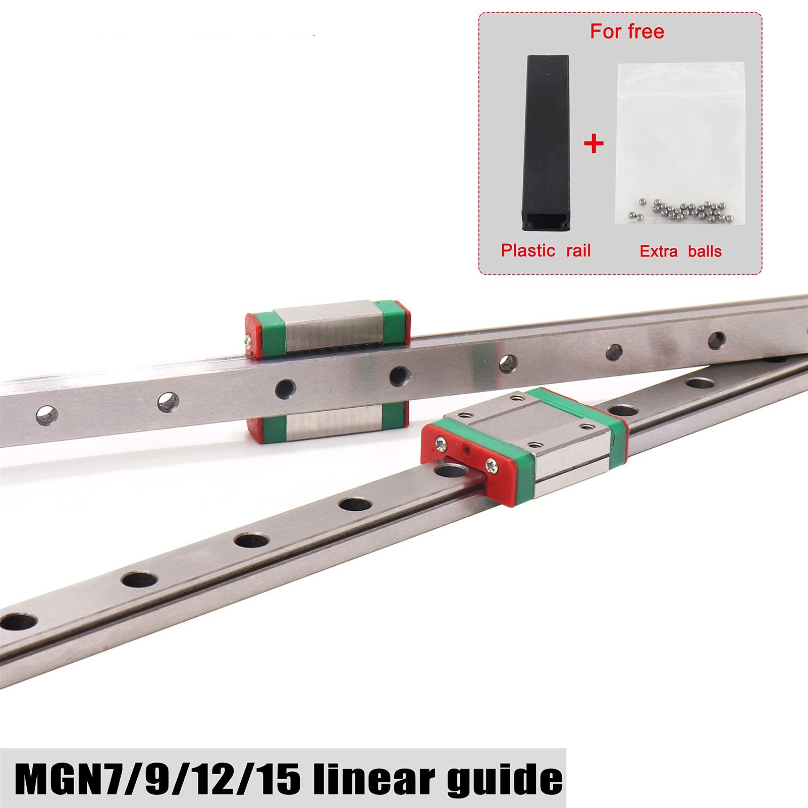 B 2PC MGN12 Guide linéaire + 2PC MGN12H Carriage MGN7 MGN12 MGN15 MGN9 300-600mm Miniature Linear Rail Slide (Color : MGN15H, Guide Length : 150mm)