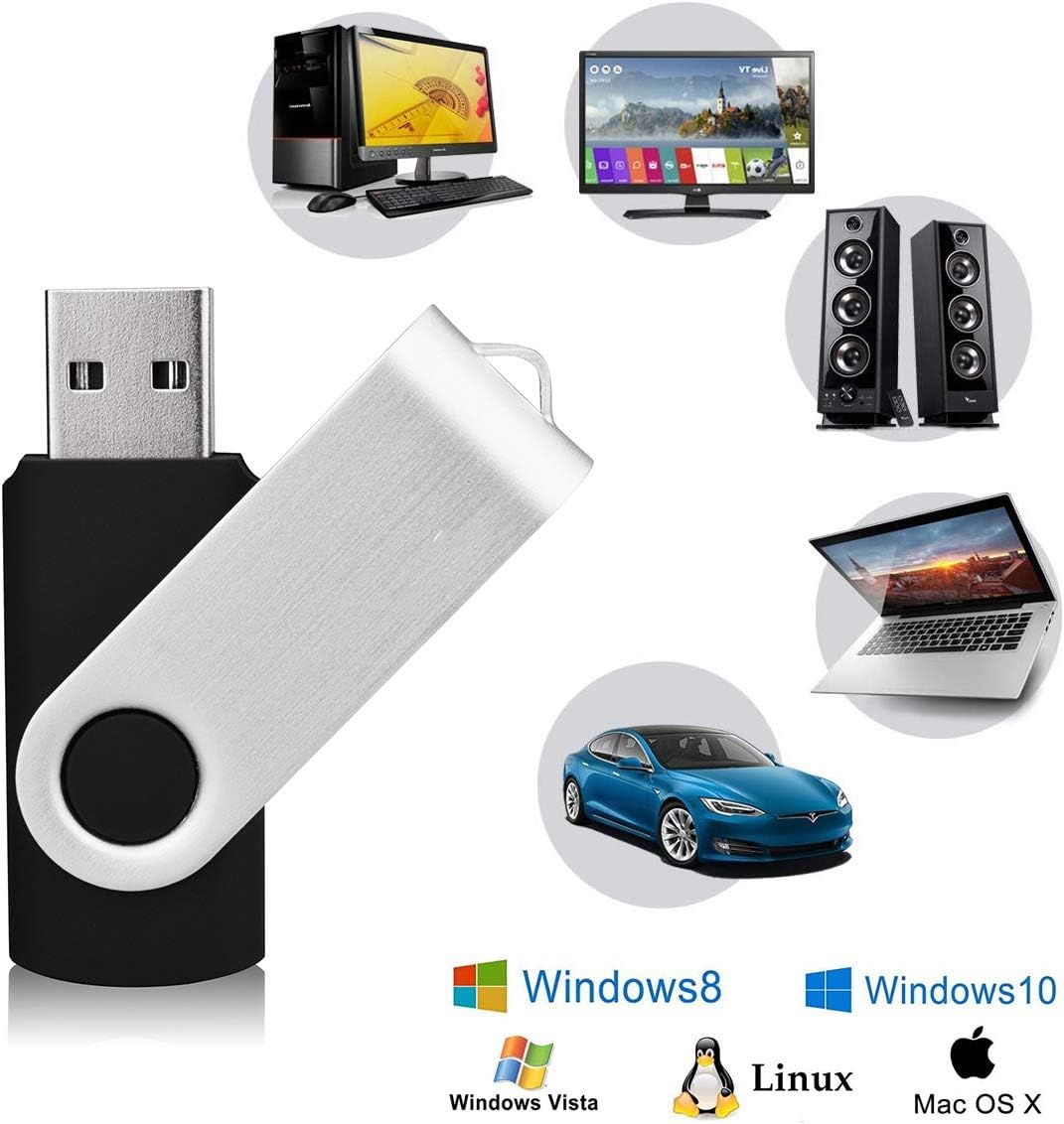KEXIN 8GB Flash Drive 5 Pack Thumb Drive USB Flash Drive Jump Drive USB 2.0, 5 Colors (Black, Blue, Green, White, Red)