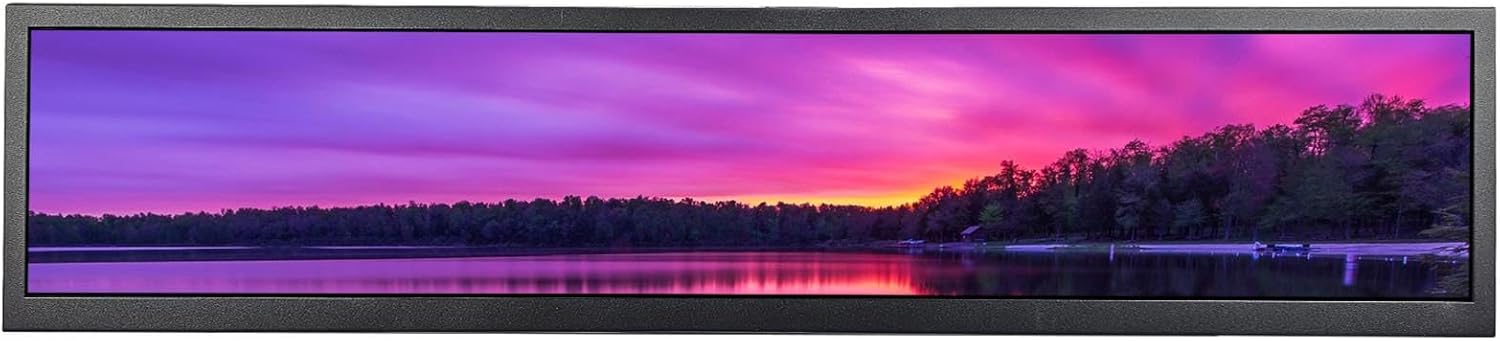 Portable Gaming Monitor,24 inch 1920x360 IPS Stretched Bar LCD Screen with USB Video Input,for DIY Marquee Display/Advertising Screen,Support Image 180 Degree Rotation