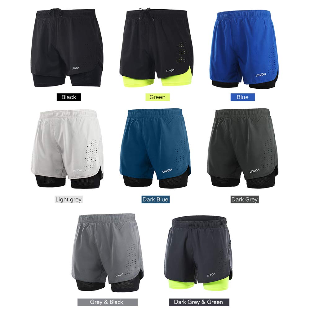 Lixada Pantaloncini da Corsa 2 in 1 da Uomo, ad Asciugatura Rapida, Traspiranti, con Scarpetta Lunga