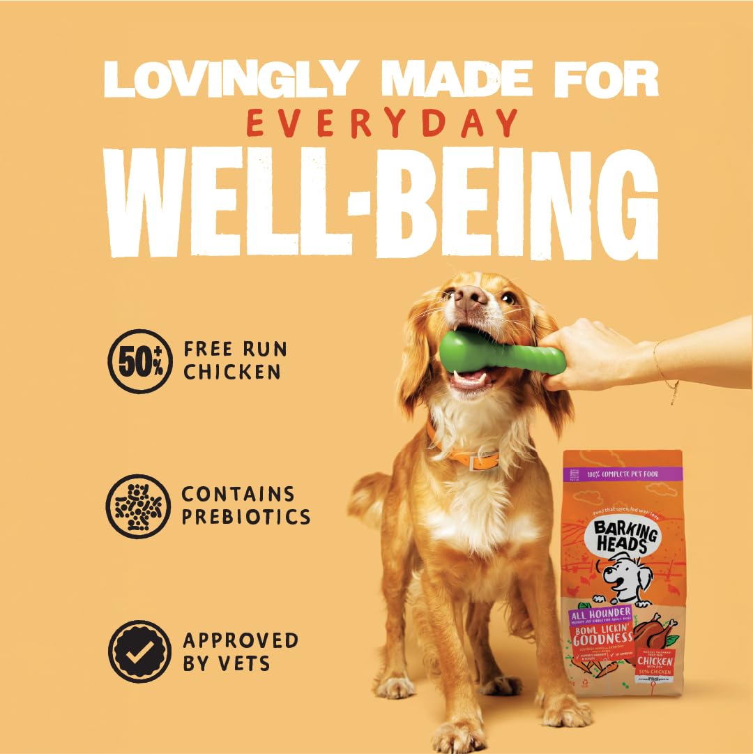 Barking Heads Complete Dry Dog Food - Adult All Hounder Bowl Lickin' Goodness Chicken - Natural Everyday Immunity & Vitality - Vet Approved (2 KG (Pack of 1))