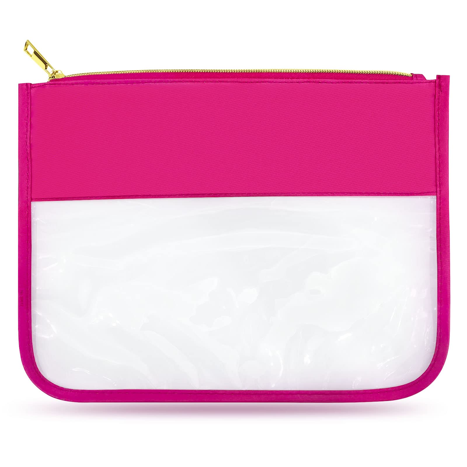 LOKFAR Nylon Makeup Bag DIY Chenille Letter Clear Travel Zipper Pouch, Preppy Makeup Bag Clear Cosmetic Bag, Water-proof Makeup Travel Pouch Snack