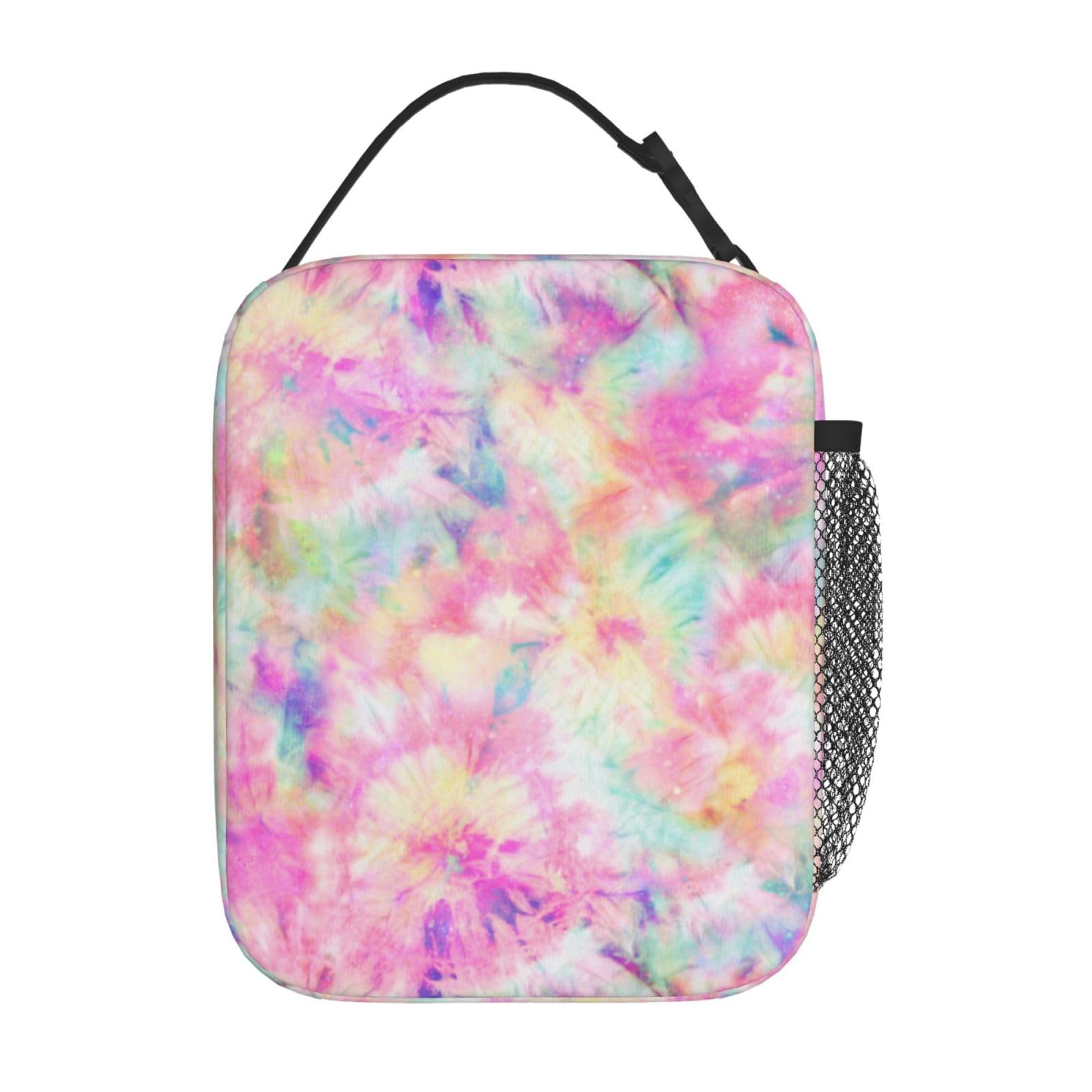 DORKEIXIA Colourful Tie Dye Print Pink Purple Insulated Lunch Bag Portable Reusable Zipper Lunch Box For Men Women Work Picnic Travel Camping โ image 1