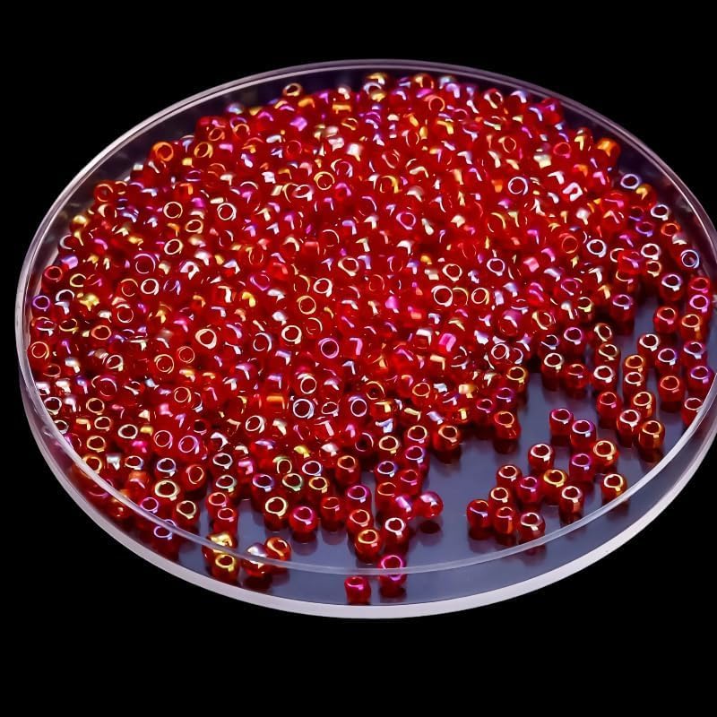 75grams Red Seed Beads Small Glass Bead 3MM Seed Beads for Bracelet Making Jewerly Making Embroidery Beading