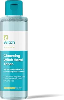 Witch Cleansing Witch Hazel Toner 200ml. Natural Witch Hazel infused toner and micellar water with anti-inflammatory Salicylic Acid. Fragrance Free.