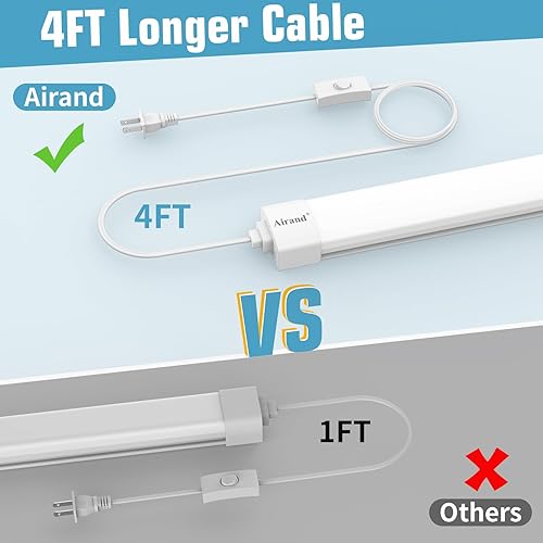 Miniatura 6 de Airand Lámpara LED de techo de 1.43 pies con enchufe, tubo LED Triproof de 5000 K, luz de techo enlazable de 16 W, luz de armario para banco de