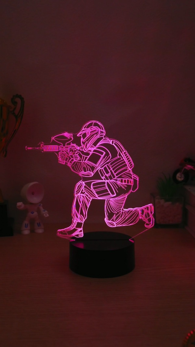 Image of OkiyiD Paintball Night Light 3D Illusion Lamp with 16 Colors Remote Control, Paintball Gifts for Boys & Men, Paintball Accessories Stuff Gift for Kids Boys Birthday Xmas Decor