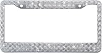 Vista 4 de Marco de matrícula con diamantes de imitación blanco para mujer, marco de placa de coche a prueba de óxido de metal, lindo accesorio de coche
