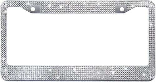 Miniatura 4 de Tzarrot - Marco de placa de coche suntuoso para mujer, marco antioxidante de metal con diamantes falsos, hermosos accesorios de lujo para mujer