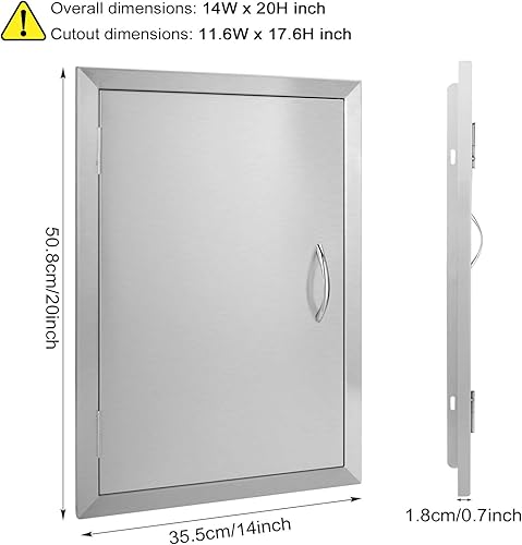 Miniatura 3 de Seeutek Puertas de cocina al aire libre de 14 pulgadas de ancho x 20 pulgadas de alto, puerta vertical de construcción de pared única de acero
