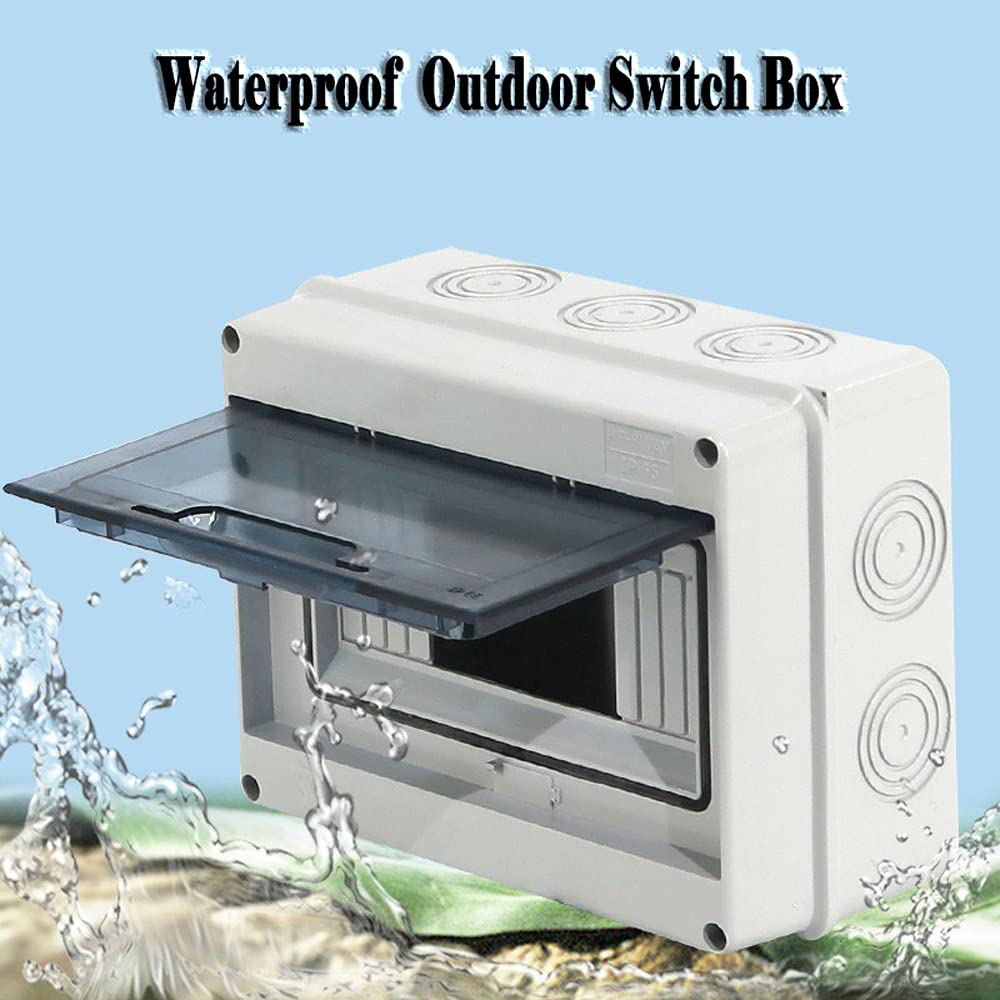 Circuit Breaker Distribution Box, IP65 ABS Transparent Cover Power Distribution Protection Box for Circuit Breaker Indoor on The Wall 5/8 Way