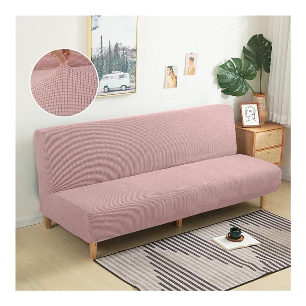 Copridivano senza braccioli, in tessuto di pile polare, in tinta unita, senza braccioli, grande, elastico, pieghevole, decorazione per la casa (rosa, L 190-210 cm)