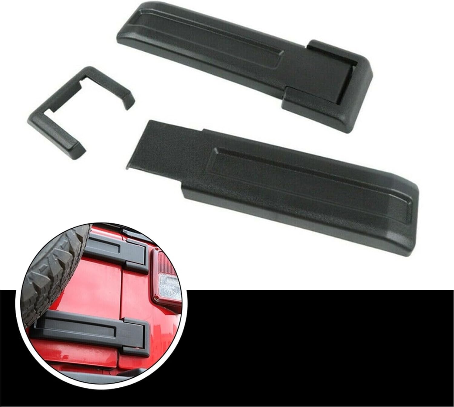 Black Lower + Upper Tail Gate Hinge Cover Compatible For Jeep Wrangler JK JKU Sport Rubicon Sahara X (NOT FOR 2018 JL) 2007-2018 Parts