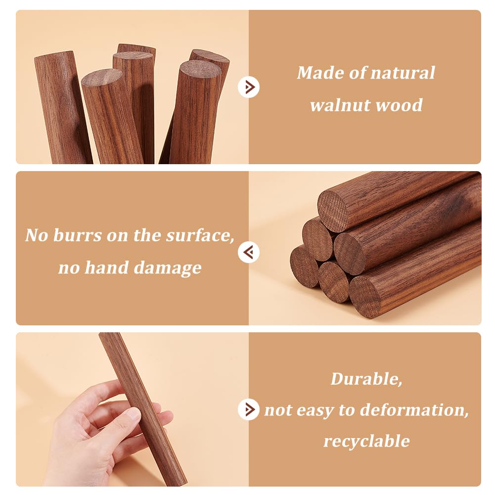Coowayze Bastoncini per tasselli in legno Bastoncini artigianali in legno Tasselli in legno, 10 pezzi 1,5 x 30 cm Bastoncini rotondi in legno duro non finiti per artigianato, macramè, arti e bricolage