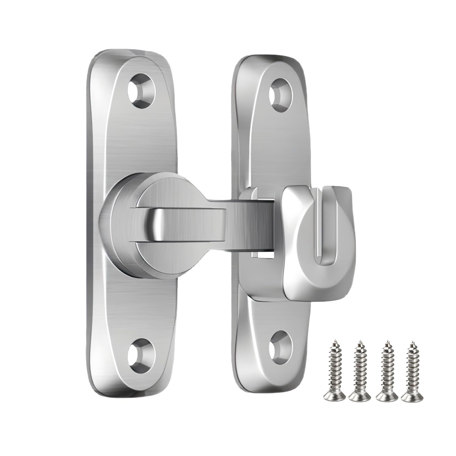 Czdtq Colorful Flip Door Latch, 90/180 Degree Gate Lock, Silvery Barn Doors Latches, No Drilling Zinc Alloy Flip Gate Sliding Latches,Right Angle Door Lock Latch Hardware For Sliding/Barn Silver