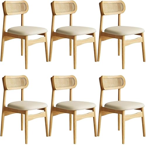 Miniatura 50 de YVYKFZD Sillas de comedor de madera maciza, juego de sillas de cocina sin brazos, silla de comedor con respaldo de ratán, silla lateral cómoda