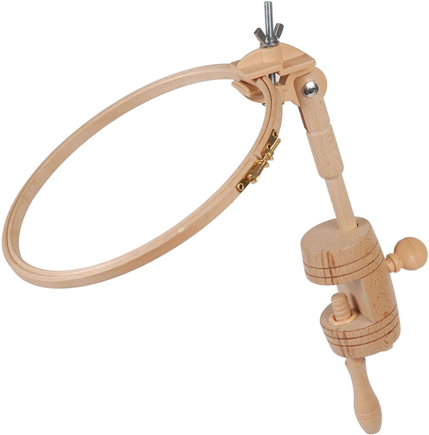 Elbesee Versatile Wooden Table Clamp - Rectangular, Up to 12" x 9", Beige