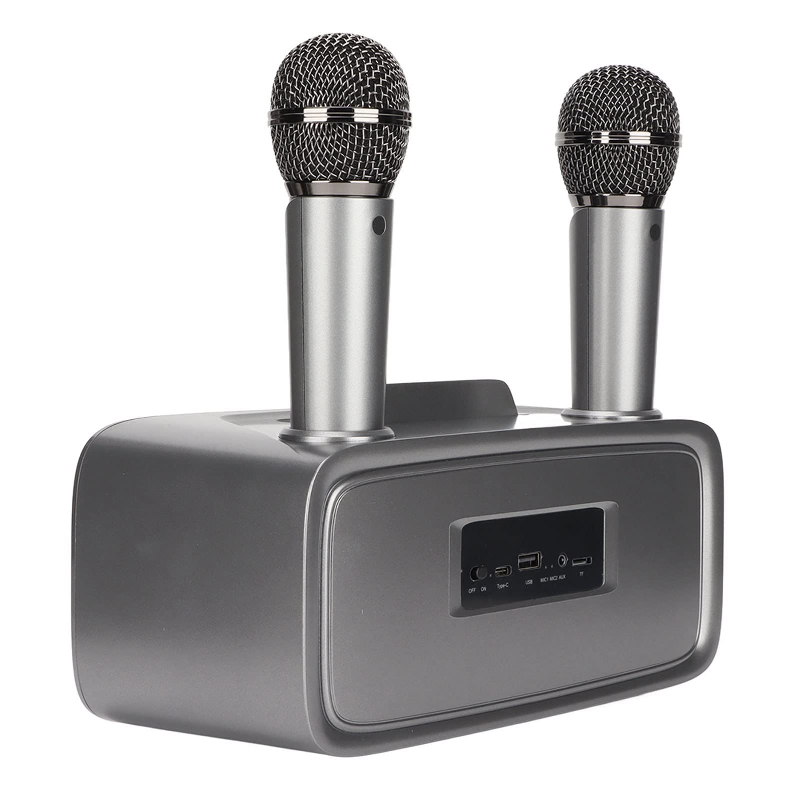 ST-2028 di Altoparlanti Karaoke Portatile con 2 Microfoni Wireless per Feste Ed Eventi - Argento/
