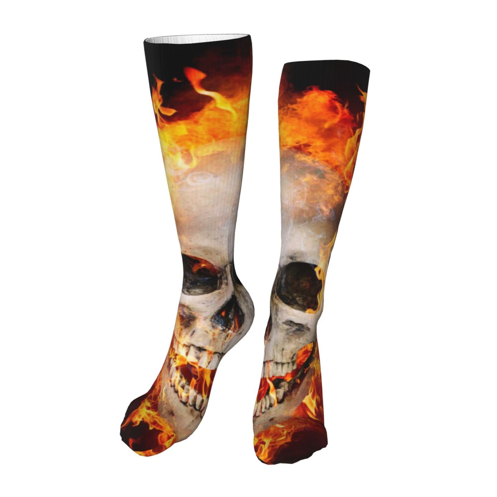 Melbrakin Satanic Skull Knee High Socks Long Cosplay Casual Socks For Womens