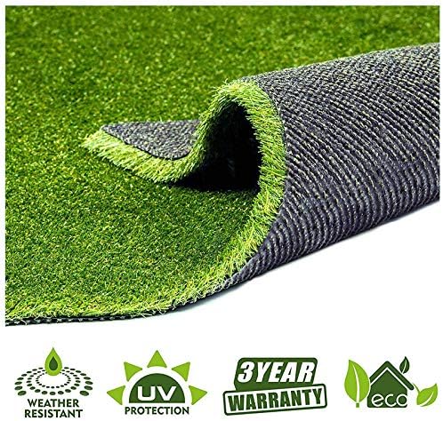 Artificial Grass Turf 5FTX8FT(40 Square FT),0.8" Pile Height Realistic Synthetic Grass, Drainage Holes Indoor Outdoor Faux Grass Astro Rug Carpet for Pet Dog Garden Backyard Balcony