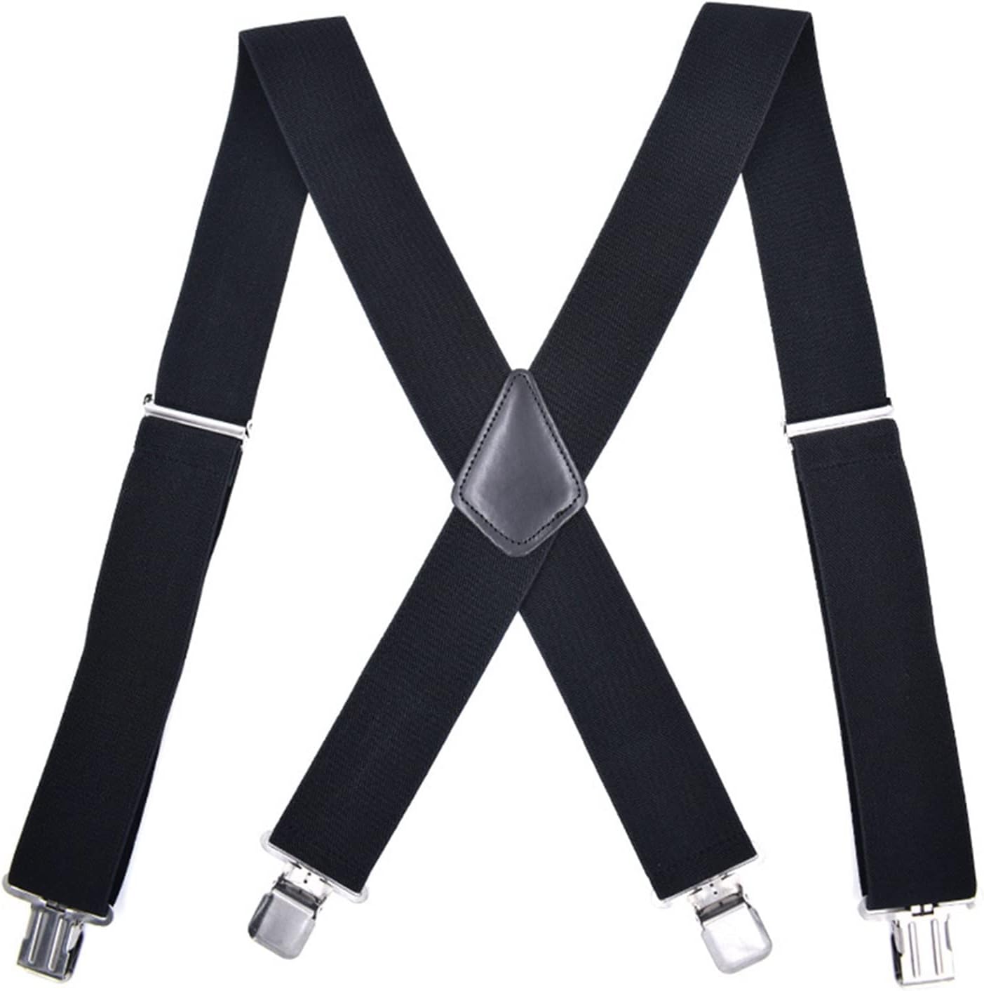ZZSRJ Adjustable Men's Elastic Clip Suspenders Wide Band Suspenders (Color : Black)