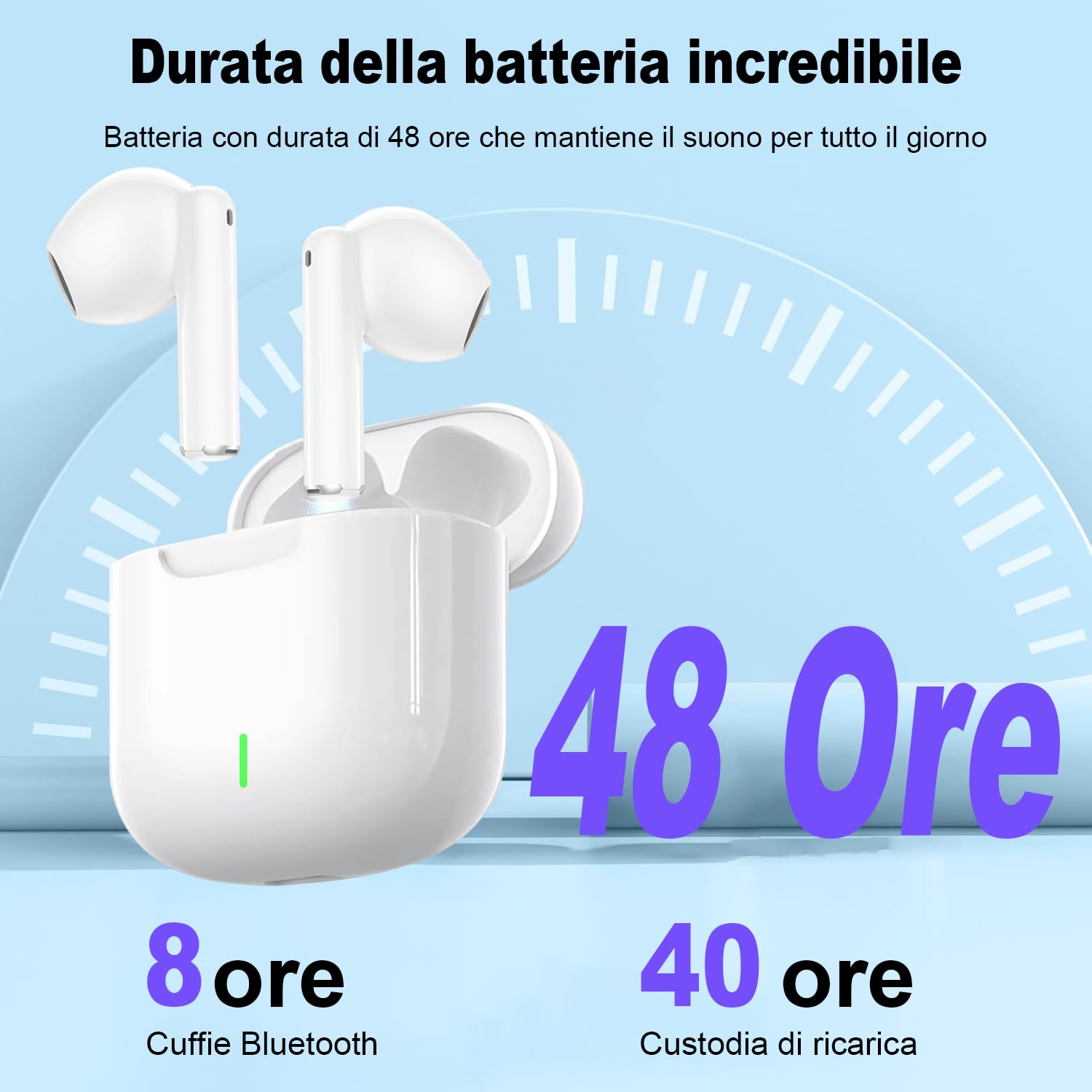 Auriculares Inalámbricos Bluetooth, In Ear Auriculares Bluetooth 5.4 con 4 ENC Cancelacion Ruido HD Mic, 56H Cascos Inalambricos con Graves, IPX7 Impermeable Deportes Audifonos para iPhone iOS Android — view 5