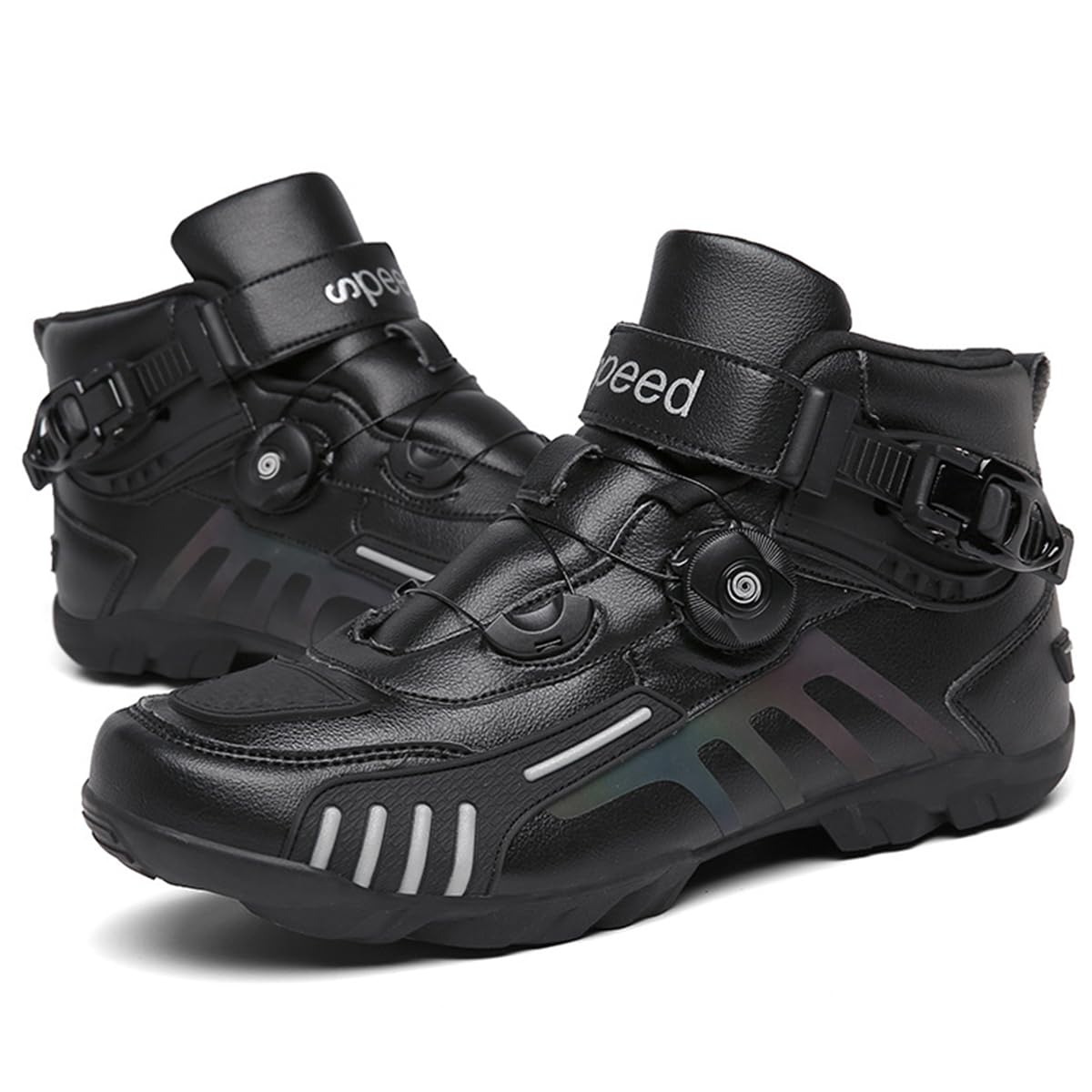 SDEQA Scarpe Moto Uomo, Stivali Moto Casual Traspirante Antiscivolo Scarpe da Ginnastica da Motociclo con Supporto alla Caviglia