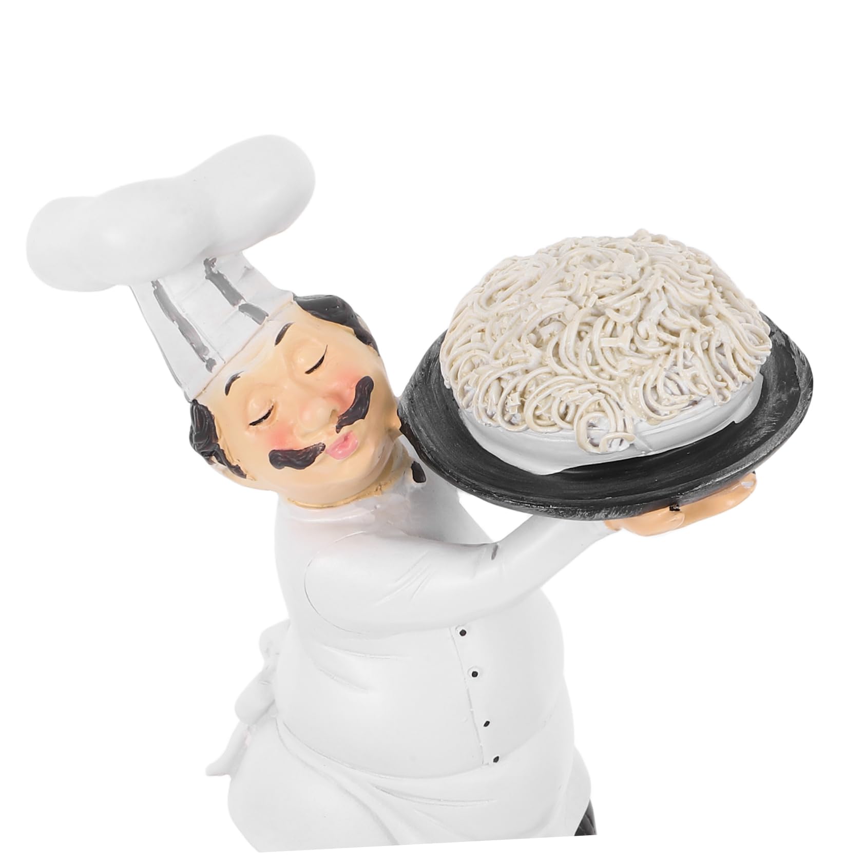 ORFOFE Statuetta Chef in Resina Stile Europeo Bianco, Portatile e Stabile, Decorazione per Caffè, Casa o Regalo di Compleanno, Figura da Tavolo Originale