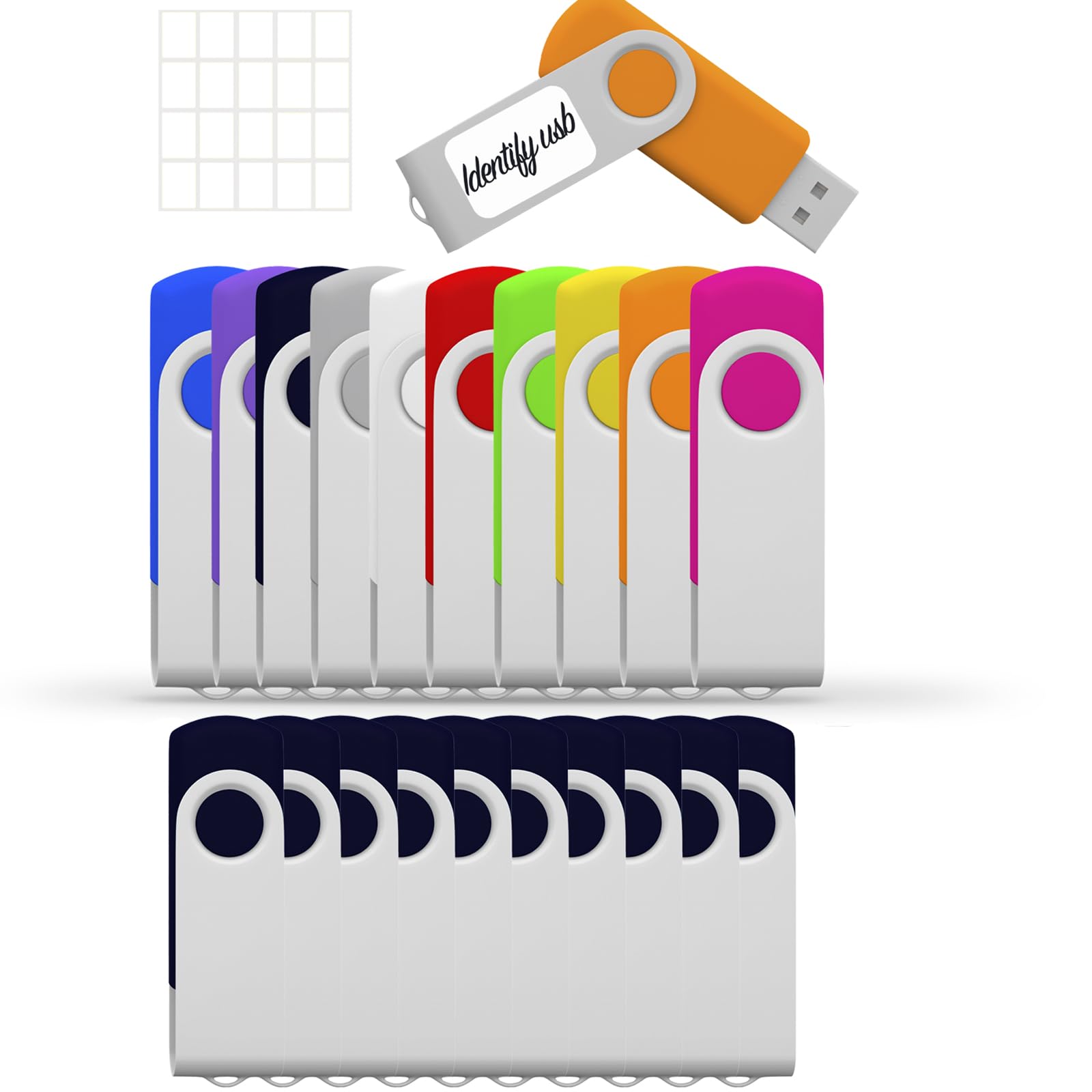 USB Flash Drive 16GB 20 Pack, JBOS Thumb Drives 16 GB USB Drives Memory Stick Swivel 16G Gig Stick USB2.0 Pen Drive for Date Storage, 16 Gig UBS Flash Drive, Zip Drive, Jump Drive, USB Stick