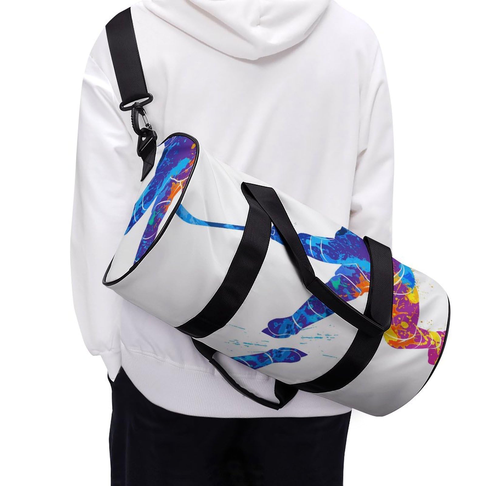 Joueur De Hockey Sac De Sport Gym Sac De Voyage Sac Week-End Duffel Bag pour Camping Randonnée Voyage 45x23x23cm