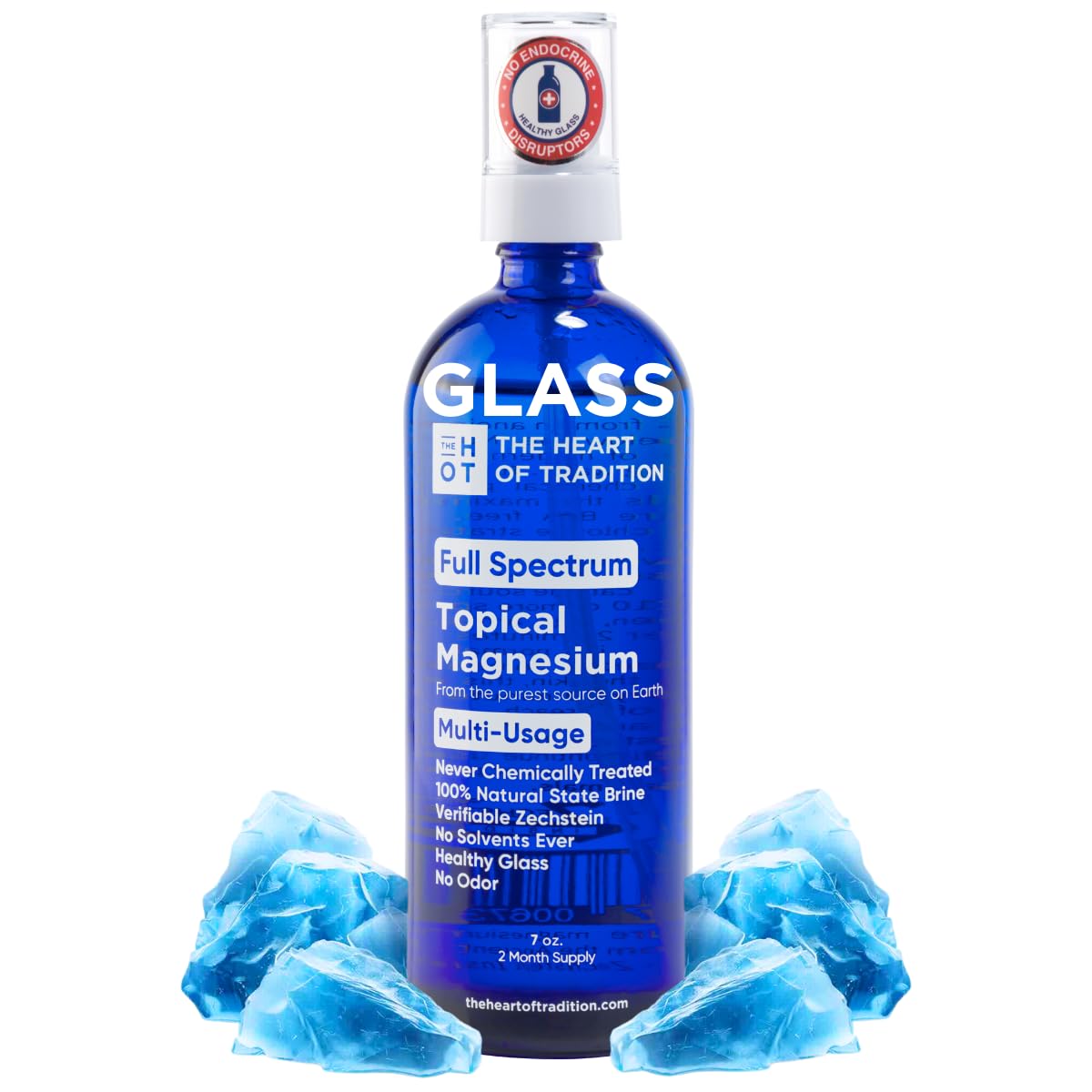 Topical Magnesium Oil Spray Glass Bottle from Ancient Zechstein Sea and Trace Mineral 7 floz - Transdermal Pure Magnesium Spray Oil for Feet, Muscle Relaxation, Leg Cramps, Sleep and Overall Health