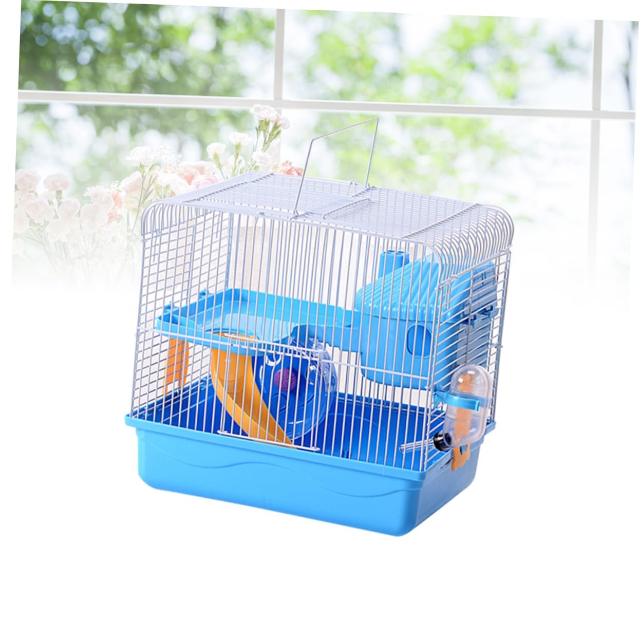 BESPORTBLE Jaula para Hámster De Diseño Rueda De Ejercicio y Dispensador De Agua Casa Portátil para Roedores Azul