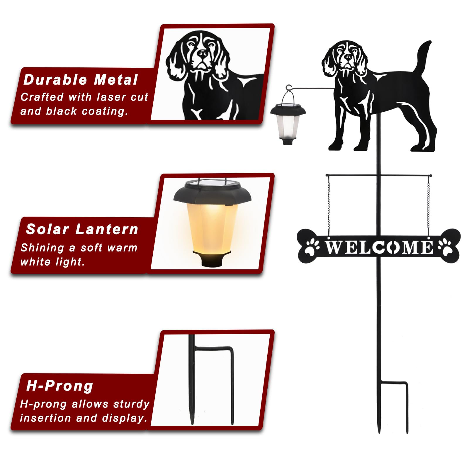 Snapklik.com : BAYN Solar Beagle Silhouette Dog Breed Welcome Sign
