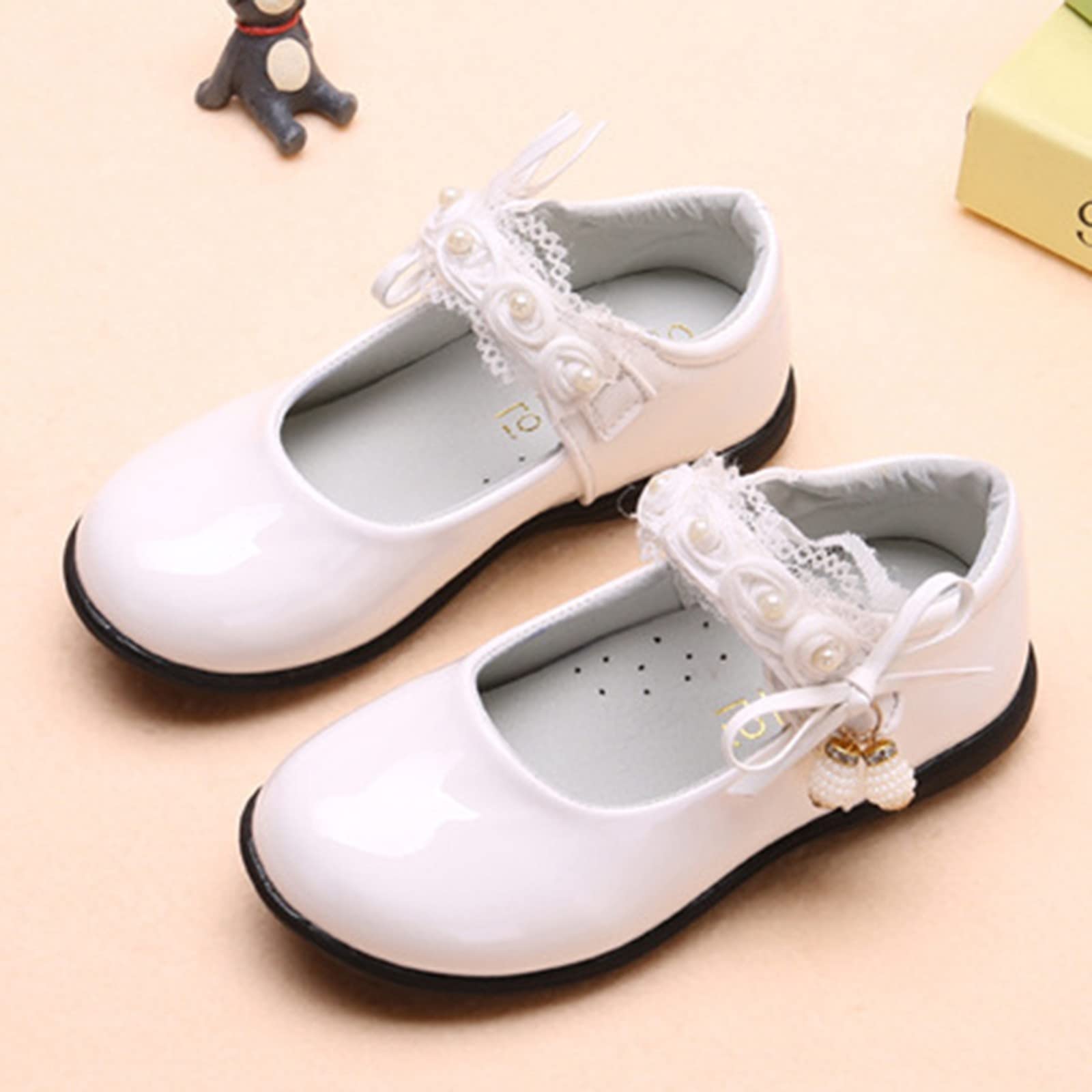 Chaussures de princesse pour fille - Chaussures de danse pour bébé - Chaussures en cuir - Chaussures de ballerines - Chaussures de ballet pour fille - Chaussures de baptême élégantes - Chaussures de