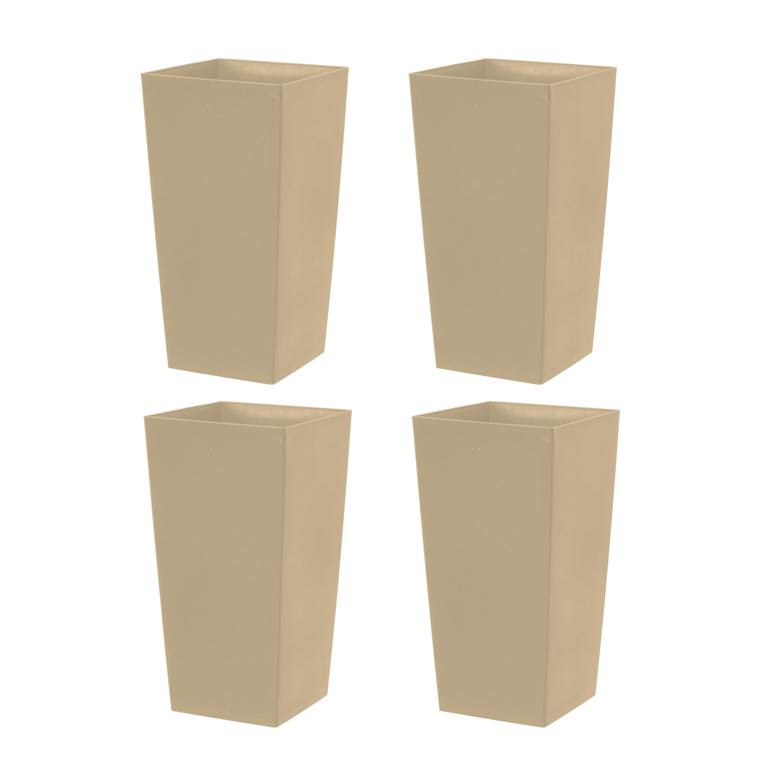 simpa 27L Large Square Milano Grande Planter Pot - TAUPE Set of 4 Pots - 51cm (H) x 26.5cm (W) x 26.5cm (D) — image 1
