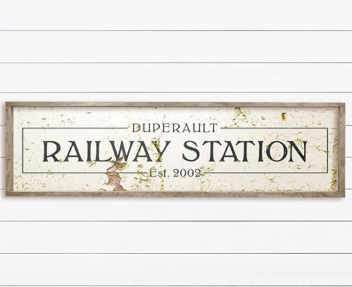 Custom Family Name Or City and Established Date Wedding Railway Station Farm Sign Home Art Wood Framed Rustic Farmhouse Sign Wall Art Farmhouse