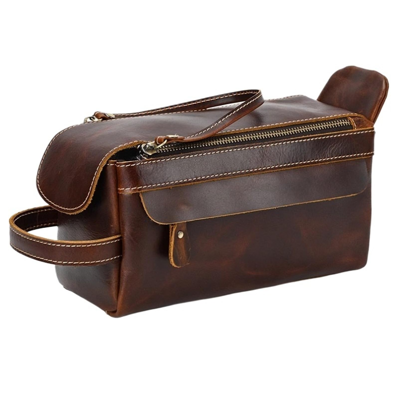 Męska, skórzana, poręczna torba na kosmetyki i kosmetyki o dużej pojemności(Brown pattern)