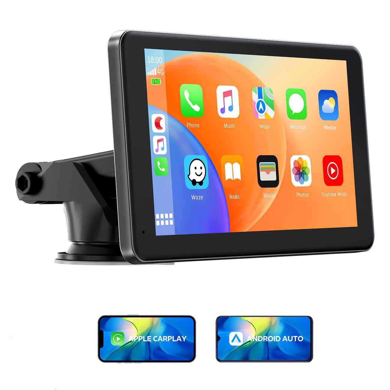 EYETOO 7 Pulgadas Inalámbrico Carplay Pantalla Para Apple Carplay&Android Auto,Cámara Marcha atrás,IPS táctil Pantalla,Automóviles Radio de Bluetooth/Siri/Goo-gle/Mirror Link/Super Link/GPS Navigation
