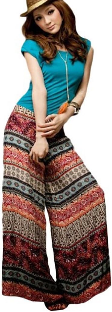 Monthesa Fashion Womens Boho Wide Leg Casual Pant Trouserss