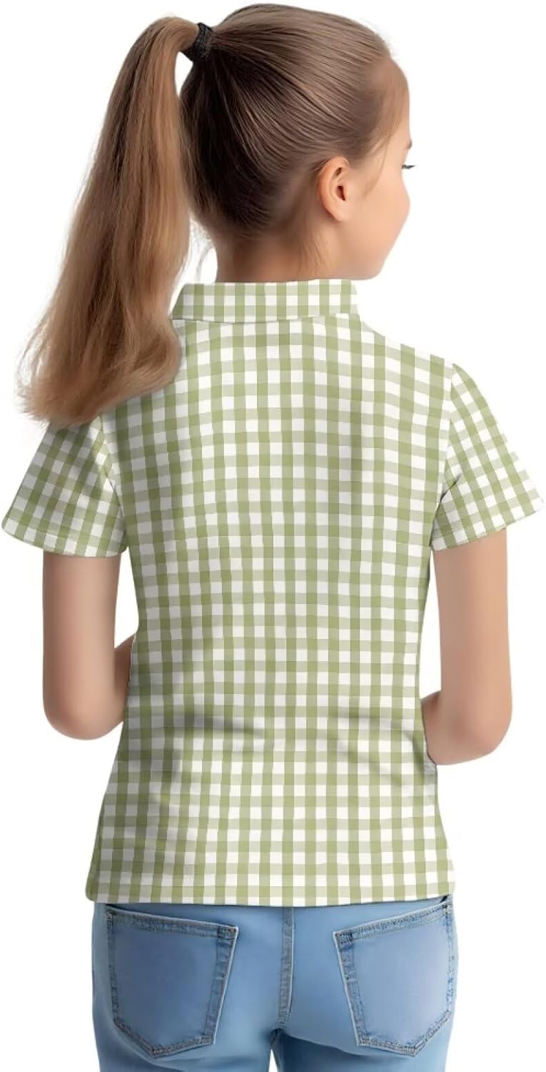 Teen Girls Polo Shirt Short Sleeve Casual Summer Kids Lightweight Athletic Top for Outdoor Daily Wear Fit 3-14 Year