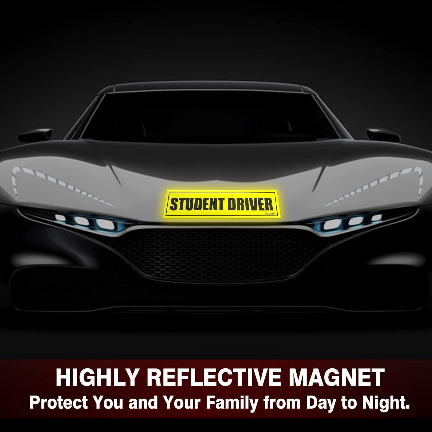 Set of 3 Student Driver Magnet - Reflective Student Driver Sign for Car Student Driver Car Magnet Safety Vehicle Bumper Sticker for New Drivers