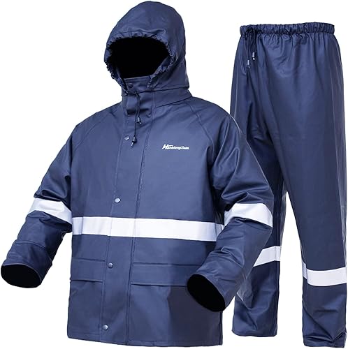 HANMENGXUAN Trajes de lluvia para hombre, impermeable, para trabajo, resistente al agua, para lluvia, chaqueta y pantalones de lluvia,