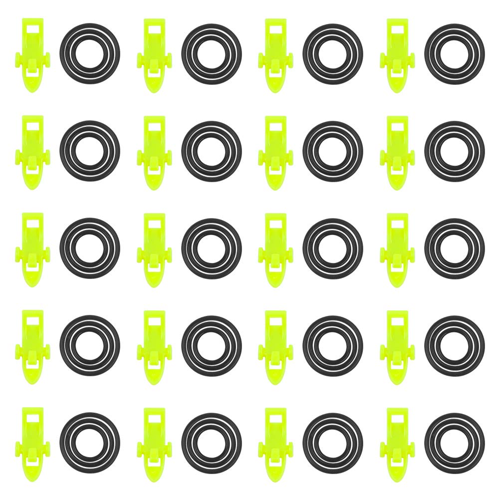 FISHNU Ultimate Fishing Hooks Keeper Set - 20pc Lure Bait Holders with Elastic Rings - Rod Protection & Tangle-Free Fishing Experience (Green)