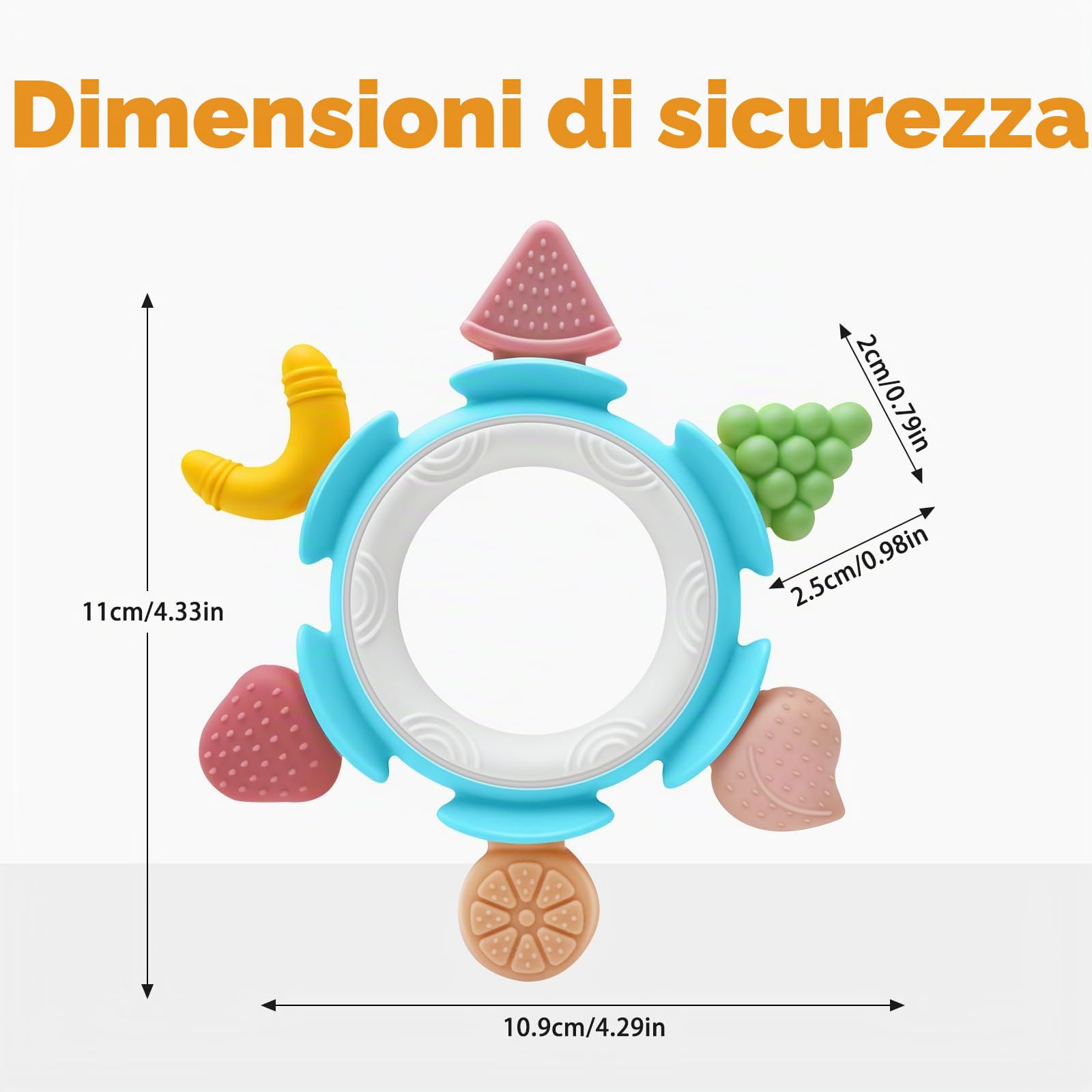 Massaggiagengive Silicone Neonati 0-6 Mesi Dentizione Giochi Sensoriale Bambina Bambino 1 Anno Blu